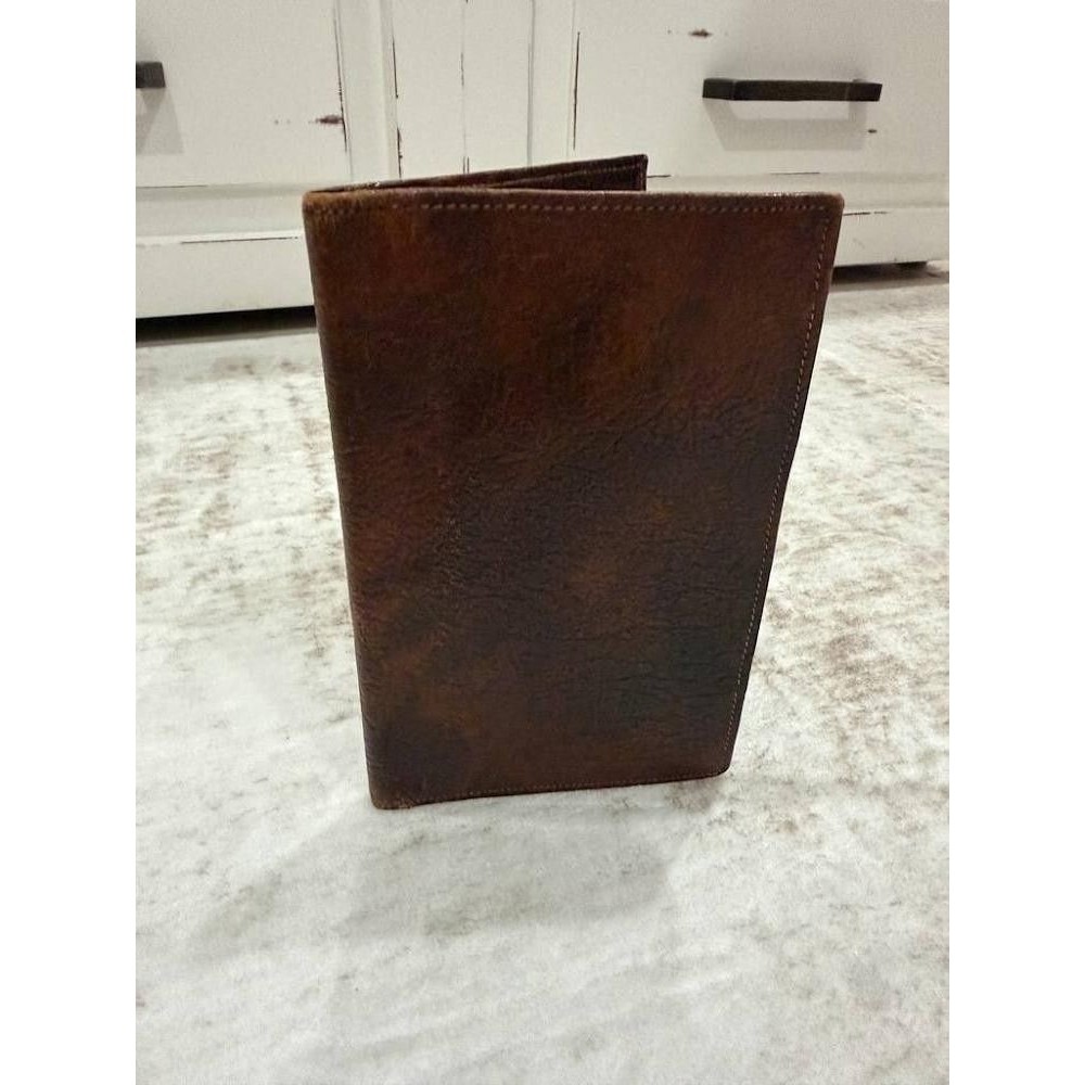VTG Exemplar Real Goatskin Leather Passport Wallet Brown Travel Document Holder